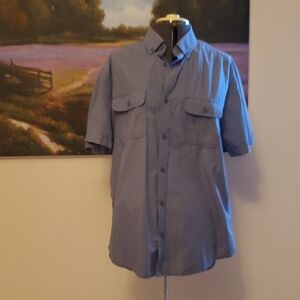 Hawk Men's Casual Grey Blue Button Down Shirt